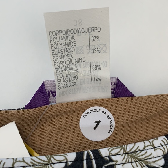 NWT Black & White Floral Print String Bikini Cia Maritima - Picture 7 of 10